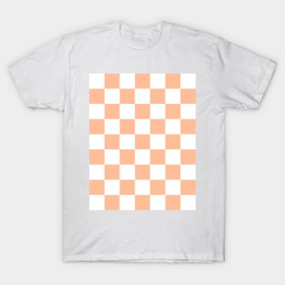 Checkered squares peach orange white geometric retro pattern T-Shirt